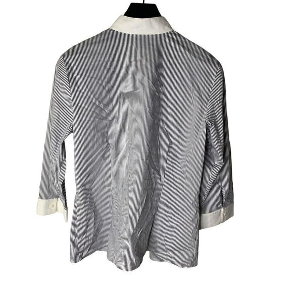 St. John button front blouse striped women’s size 10 - Picture 2 of 5